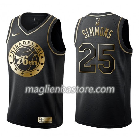 Maglia NBA Philadelphia 76ers Ben Simmons 25 Nike Nero Golden Edition Swingman - Uomo
